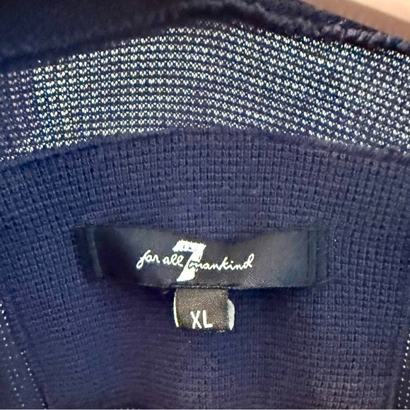 For All Mankind Men’s Long Sleeve Ribbed Cotton Shirt Navy Blue Size XL - Picture 2 of 5